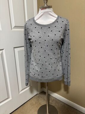 Polka Dot Crew Neck Sweater - Gray